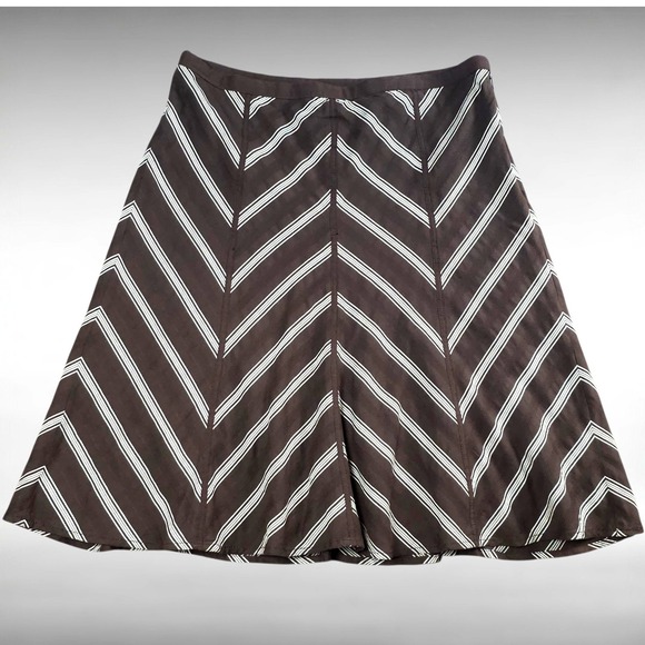 Ann Taylor Dresses & Skirts - Preppy Chevron Stripe Cotton A Line Mini Skirt Brown Cream Geometric Womens 4